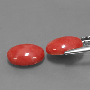 Gemas de coral rosa natural de  ct, corte óvalo, opaco