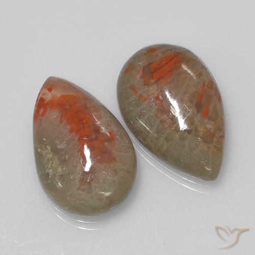 Gemas de Coral Multicolor natural de 9.70 ct, En forma de pera, Translúcido