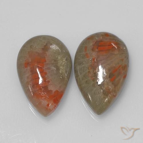Gemas de Coral Multicolor natural de 9.70 ct, En forma de pera, Translúcido
