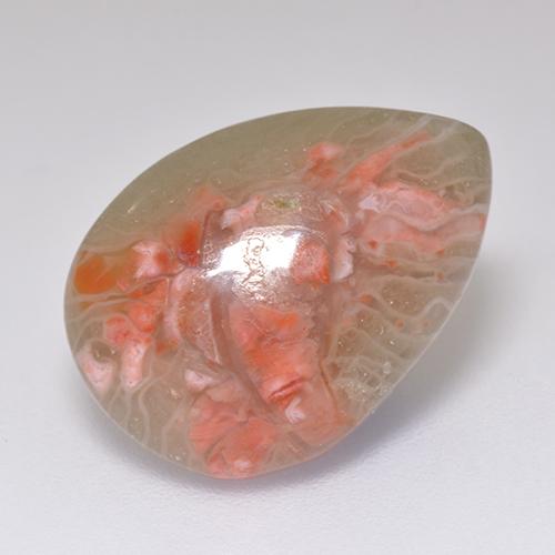 Coral multicolor natural de 5,97 ct, en forma de pera, translúcido