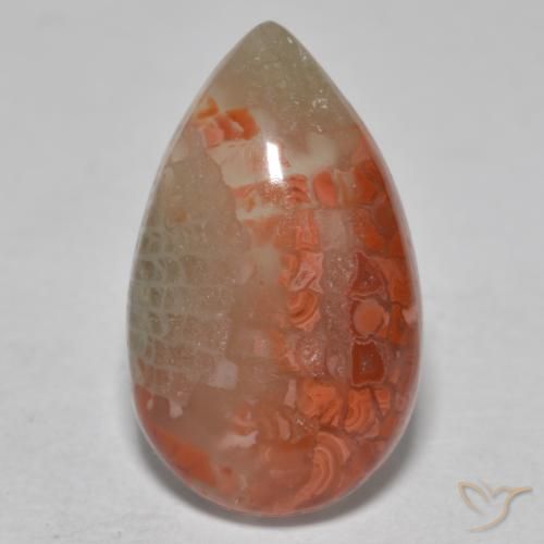 6.49ct Natural Multicolor Coral, En forma de pera, Translúcido
