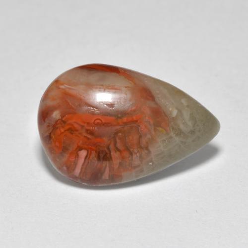 Coral multicolor natural de 4,44 ct, en forma de pera, translúcido