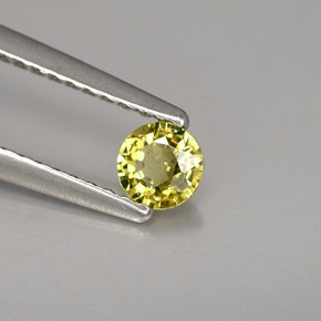Granate demantoide amarillo natural de 0,28 ct, corte redondo, VS-SI