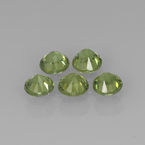 Gemas de granate demantoide verde natural de 1,13 ct, corte redondo, VVS-VS