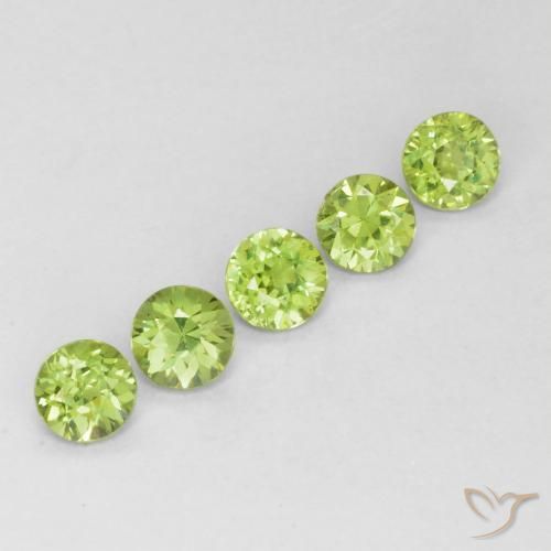 Gemas de Granate demantoide Verde vivo claro natural de 1.43 ct, Redondo, VS-SI