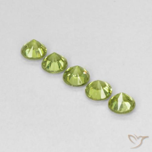 Gemas de Granate demantoide Verde amarillento intenso natural de 0.83 ct, Redondo, VS