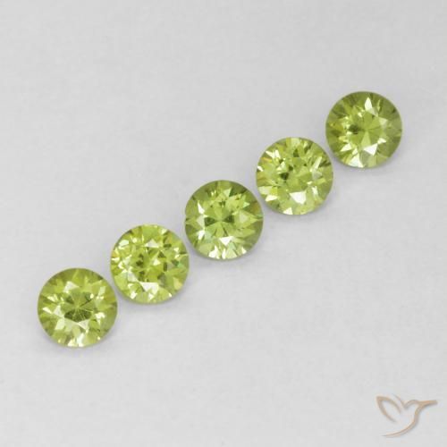 Gemas de Granate demantoide Verde vivo natural de 0.79 ct, Redondo, VS