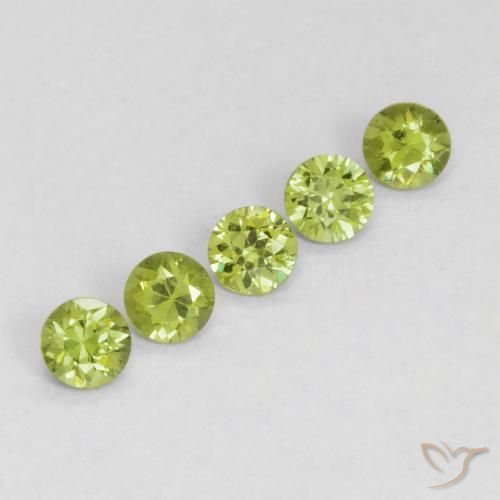Gemas de Granate demantoide Verde vivo natural de 0.80 ct, Redondo, VS