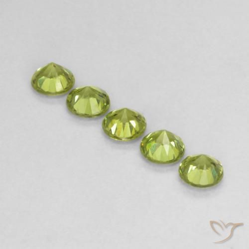 Gemas de Granate demantoide Verde vivo natural de 0.80 ct, Redondo, VS
