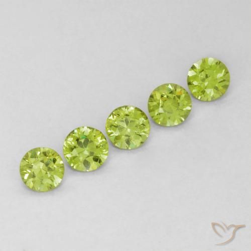 Gemas de Granate demantoide Verde vivo natural de 0.73 ct, Redondo, VS