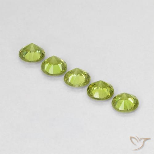Gemas de Granate demantoide Verde vivo natural de 0.73 ct, Redondo, VS