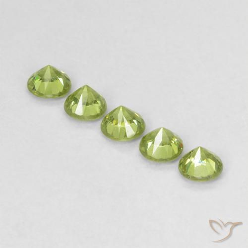 Gemas de Granate demantoide Verde medio natural de 0.78 ct, Redondo, VS