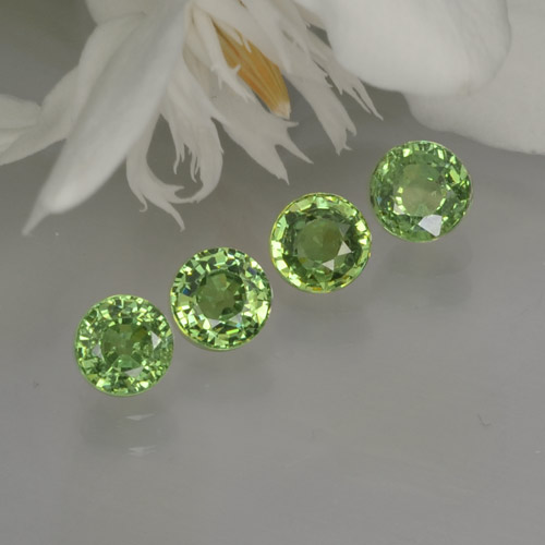 Gemas de granate demantoide verde natural de 1,52 ct, corte redondo, VS