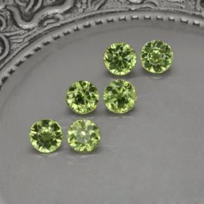Gemas de granate demantoide verde natural de 1,40 ct, corte redondo, VVS-VS