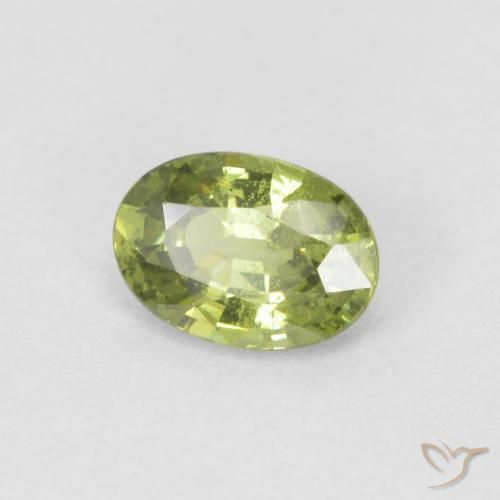 Granate demantoide Verde Oliva natural de 0.59 ct, Ovalada, VS-SI