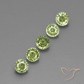 Gemas de Granate demantoide Olive Green  natural de 1.50 ct, Redondo, VVS-VS