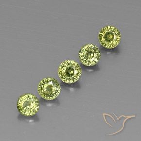 Gemas de Granate demantoide Olive Green  natural de 1.79 ct, Redondo, VVS-VS