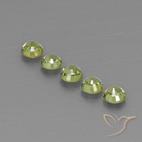 Gemas de Granate demantoide Olive Green  natural de 1.79 ct, Redondo, VVS-VS