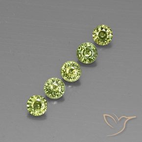 Gemas de Granate demantoide Olive Green  natural de 1.63 ct, Redondo, VVS-VS