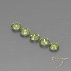 Gemas de Granate demantoide Olive Green  natural de 1.63 ct, Redondo, VVS-VS
