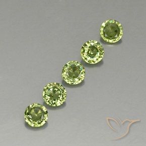 Gemas de Granate demantoide Verde claro natural de 1.33 ct, Redondo, VVS-VS