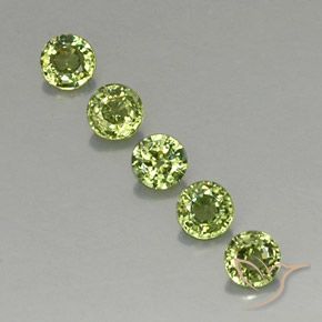 Gemas de Granate demantoide Verde bosque claro natural de 1.34 ct, Redondo, VVS-VS