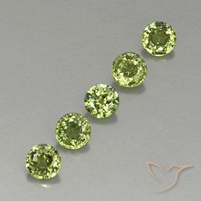 Gemas de Granate demantoide Verde bosque claro natural de 1.34 ct, Redondo, VVS-VS