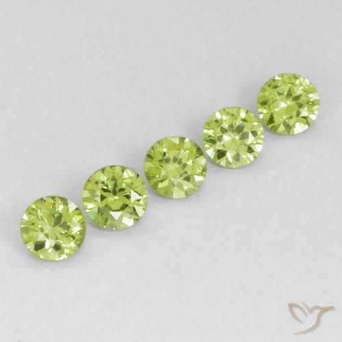 Gemas de Granate demantoide Verde vivo claro natural de 0.76 ct, Redondo, VVS-VS