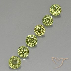 Gemas de Granate demantoide Olive Green  natural de 1.45 ct, Redondo, VVS-VS