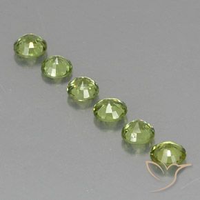 Gemas de Granate demantoide Olive Green  natural de 1.45 ct, Redondo, VVS-VS