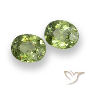 Gemas de Granate demantoide Verde bosque claro natural de 0.88 ct, Corte Óvalo, VS