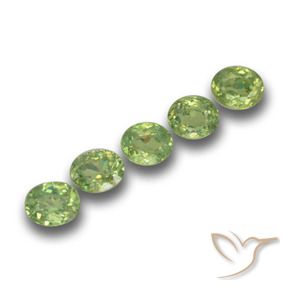 Gemas de Granate demantoide Verde amarillo natural de 1.61 ct, Ovalada, VS