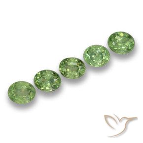 Gemas de Granate demantoide Verde bosque natural de 1.73 ct, Ovalada, VS
