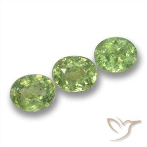 Gemas de Granate demantoide Verde amarillo natural de 1.13 ct, Ovalada, VS