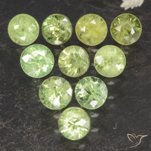 Gemas de Granate demantoide Verde cálido natural de 1.75 ct, Redondo, VS-SI