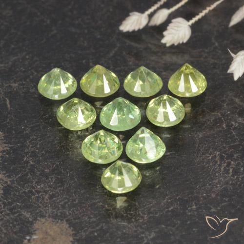 Gemas de Granate demantoide Verde cálido natural de 1.75 ct, Redondo, VS-SI