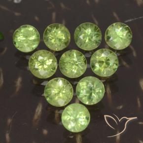 Gemas de Granate demantoide Verde vivo claro natural de 1.77 ct, Redondo, VS-SI