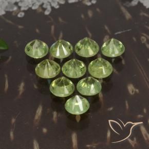 Gemas de Granate demantoide Verde vivo claro natural de 1.77 ct, Redondo, VS-SI