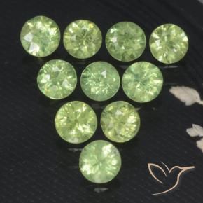 Gemas de Granate demantoide Verde pera natural de 1.70 ct, Redondo, VS-SI