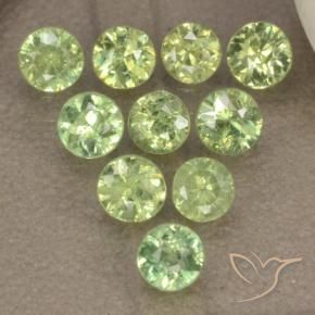 Gemas de Granate demantoide Verde amarillo claro natural de 1.63 ct, Redondo, VS-SI