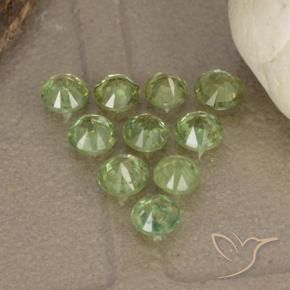 Gemas de Granate demantoide Verde amarillo claro natural de 1.63 ct, Redondo, VS-SI