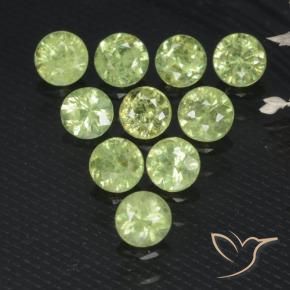 Gemas de Granate demantoide Verde lima claro natural de 1.55 ct, Redondo, VS-SI