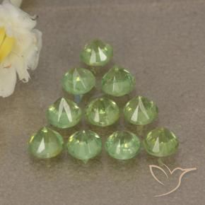 Gemas de Granate demantoide Verde lima claro natural de 1.75 ct, Redondo, VS-SI