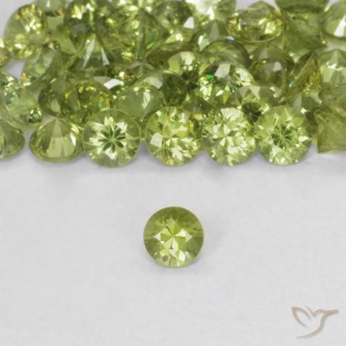0.14ct Natural Verde amarillo Granate demantoide, Redondo, VS