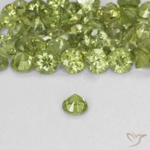 Granate demantoide Verde amarillo natural de 0.14 ct, Redondo, VS