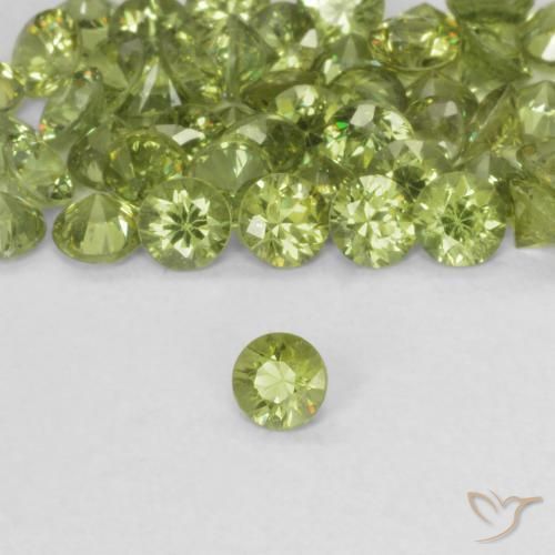 Granate demantoide Verde amarillo natural de 0.14 ct, Redondo, VS