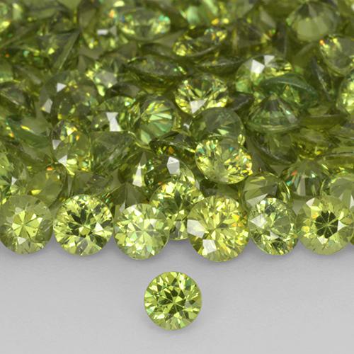 Granate demantoide Medium Light Green natural de 0.21 ct, Redondo, VS
