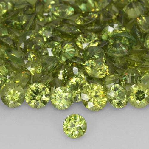 Granate demantoide Medium Light Green natural de 0.21 ct, Redondo, VS