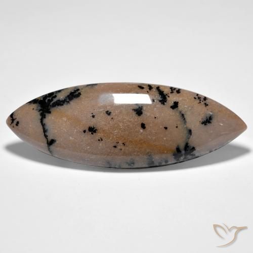 37.71ct Natural Brown-Black Ágata dendrítica, Marquesa, Opaco