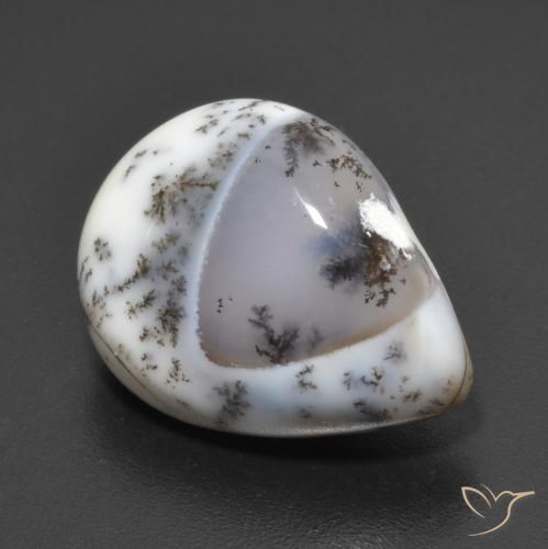 Ágata dendrítica Multicolor natural de 6.65 ct, En forma de pera, Translúcido